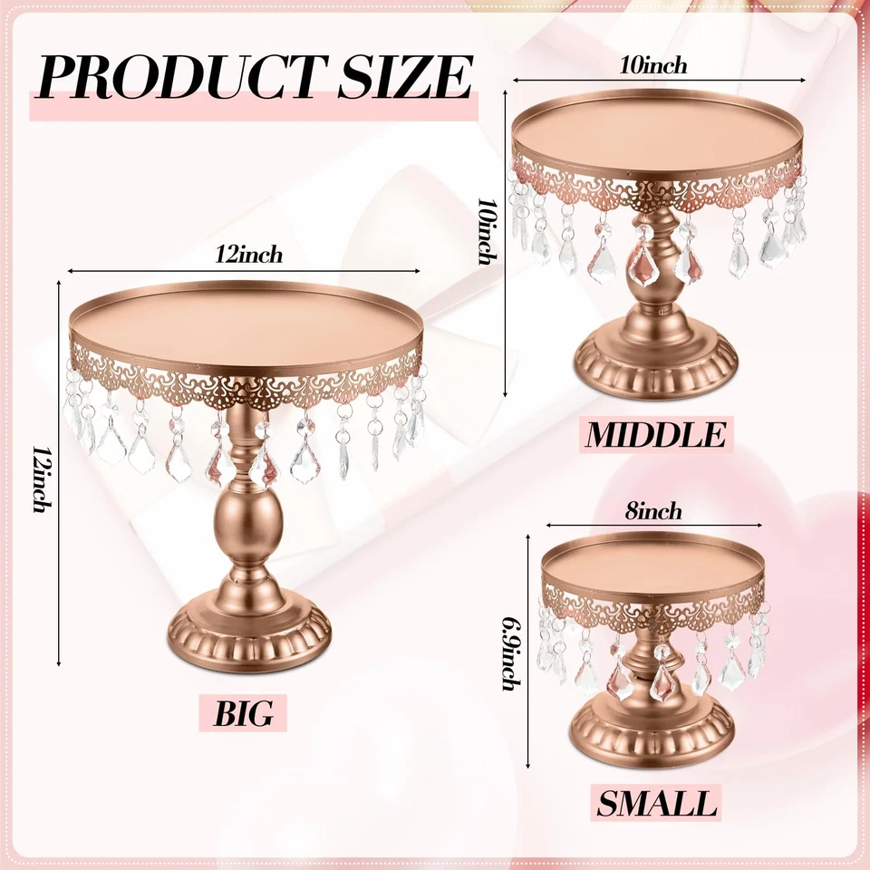 Набор из 3 круглых подставок для торта с хрустальными блестящими подвесками десертная вкладка... - Изображение 3 из 4