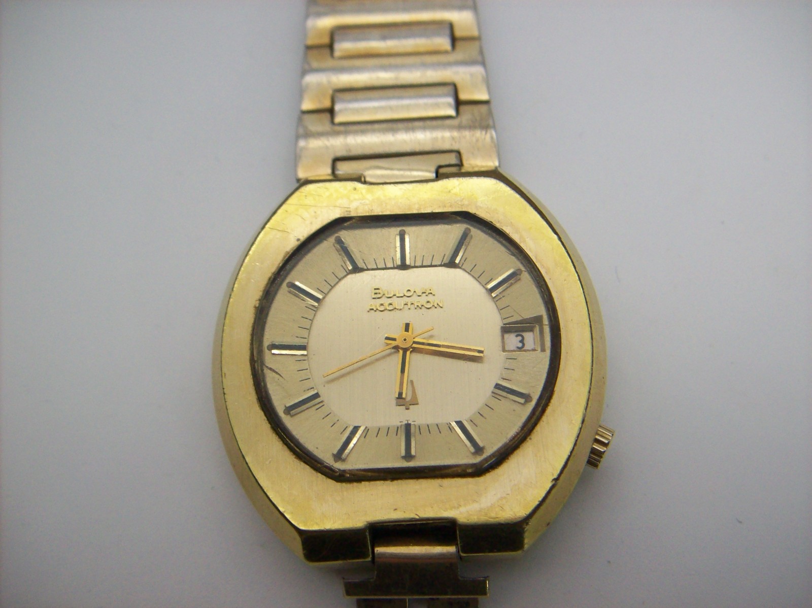 Vintage 1974 BULOVA ACCUTRON N3 Date 10k RGP Mens Watch, *WORKS
