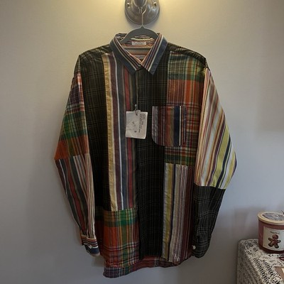 Engineered Garments Multi Color Cotton Stripe Shirt, Made in USA , Mens Small 