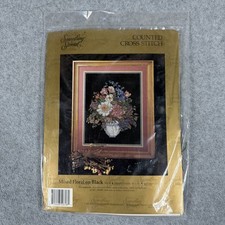 Something Special floral Counted Cross Stitch kit mixed floral on black 50618