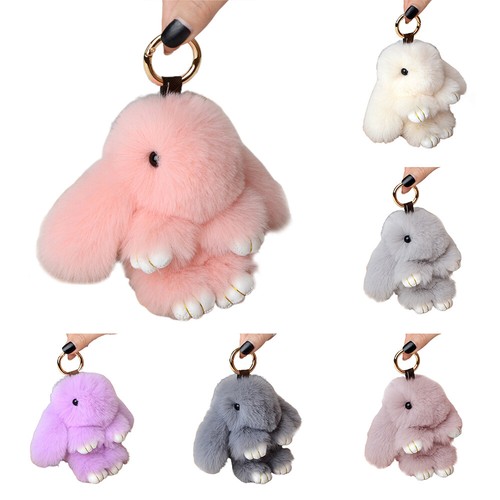 Pompon Bunny Fluffy Bag Pendant Cute Soft Plush Rabbit Keyring Keychain Giftsㅖ