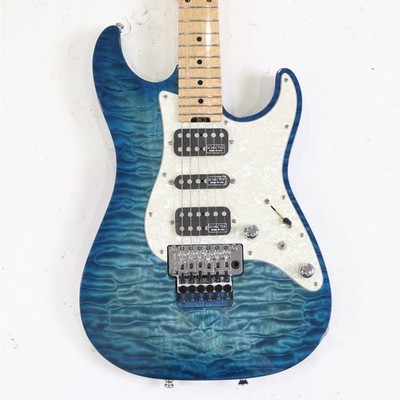SCHECTER EX-24-CTM-FRT See Thru Blue Burst EX-V EXCEED Used Ash body w/Hard case