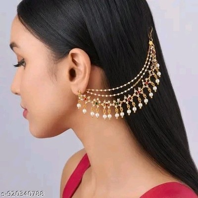 Gold Kaan Chain Earrings | Indian Ear Chain Jewelry | Ethnic Earring