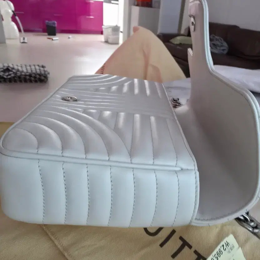 Prada Diagram White Leather Chain Shoulder Bag thumbnail 2