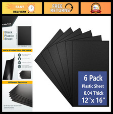 6 Pack Flexible Black Plastic Sheets 12x16x0.04 in - High Tensile DIY Craft Pane