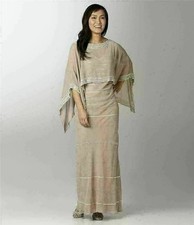 J kara Beaded Gown with Cape Dress Sz 8 Champagne