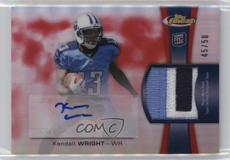 2012 Topps Finest Rookie Red Refractor /50 Kendall Wright RPA Patch Auto RC nd3