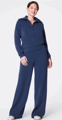 SPANX Air Essentials Track Suit Wide Leg Pants & Pullover Indigo, Size 2X Tall