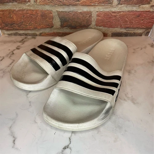 Sandali casual Adidas Adilette Comfort Slides bianco nero unisex taglia 11 con .