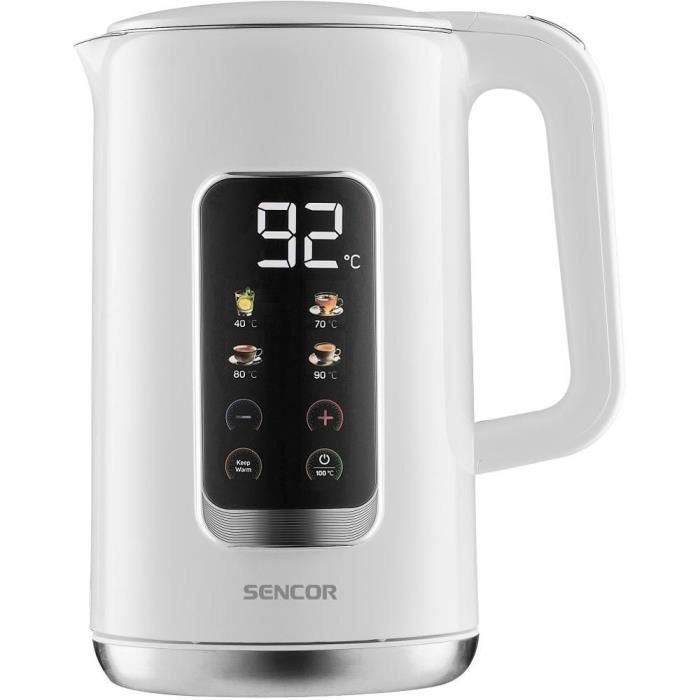 Bouilloire électrique rapide pour le thé en famille, modèle blanc Sencor de 1,7L