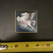 Vintage Enamel MAGICAL HORSE Powder Compact Pegasus Limoges Pill