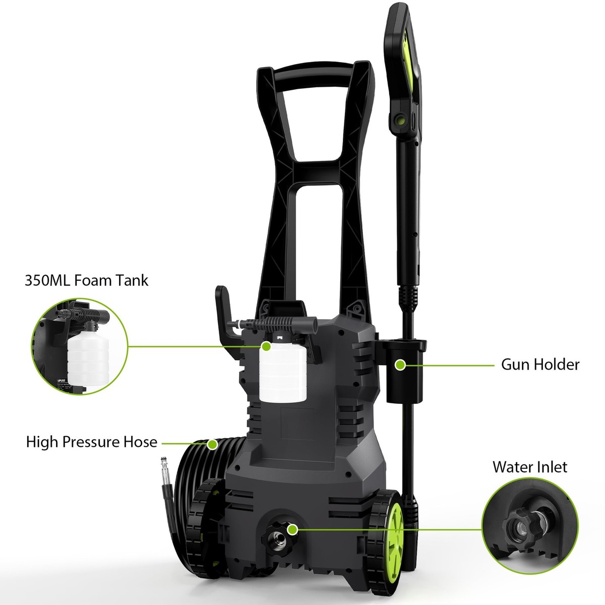 Vipuse Electric Pressure Washer, 3000 PSI, 2.4 GPM, Rotatable 0