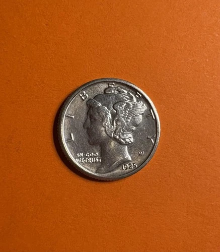1925-S MERCURY DIME NICE HIGH GRADE COIN AU, Details Cleaned
