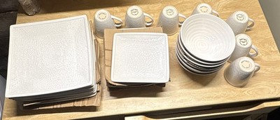 Sango Galaxy White 4516 Square Ceramic Dinner Set Plates Bowls Mugs DW/MW Safe