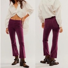 NWT Free People Velvet Crop Flare Pants in "Fig Jam"