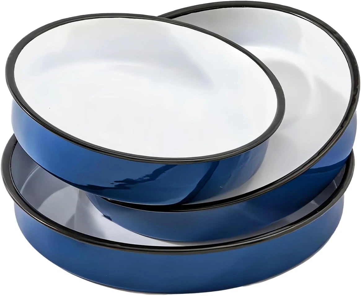 3-Pack Enamel Round Deep Cake Pans for Roasting, Baking & Holiday Gifts