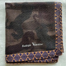 Handkerchief VTG Dark Green Cotton Horse Camouflage Pattern Pocket Square 17"