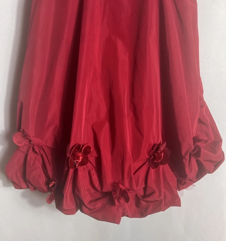 Biscotti Collezioni Niñas 3T Rojo Fiesta Vestido Floral Apliques Dobladillo Burbuja Foto 4 de 4