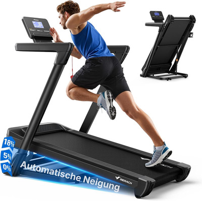 MERACH Laufband Für Zuhause Mit Steigung, 0%-18% Automatische Neigung, 8.5Km/H12