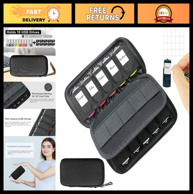 USB Flash Drive Case Organizer with 10 Slots for USB Drives & SD Cards - Zipper