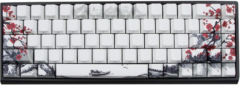 Plum Blossom Keycaps Mechanical Gaming Keyboards Side-Printed Translucent 74 Key