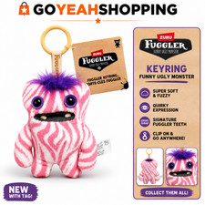 Fuggler Baby Pinkles 3.5" WIDE EYED WEIRDO Pink Zebra Keychain Keyring Brand New