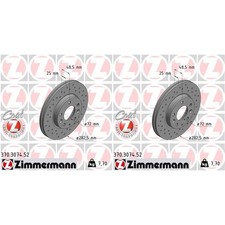 2x ZIMMERMANN SPORT BREMSSCHEIBEN 283mm GELOCHT VORNE passend für MAZDA 6