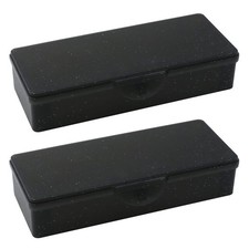 2 PCS Large Plastic Pencil Box Case with Hinged Lid Snap Frosted Black