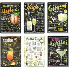 Cocktail Blechschild 20x30cm Mixgetränk Bar Rezepte Cocktailrezepte Alkohol  Gin
