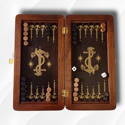Holz Handarbeit Holz Backgammon Brettspiel Anker Chips Würfel Ukrainisch Nardy