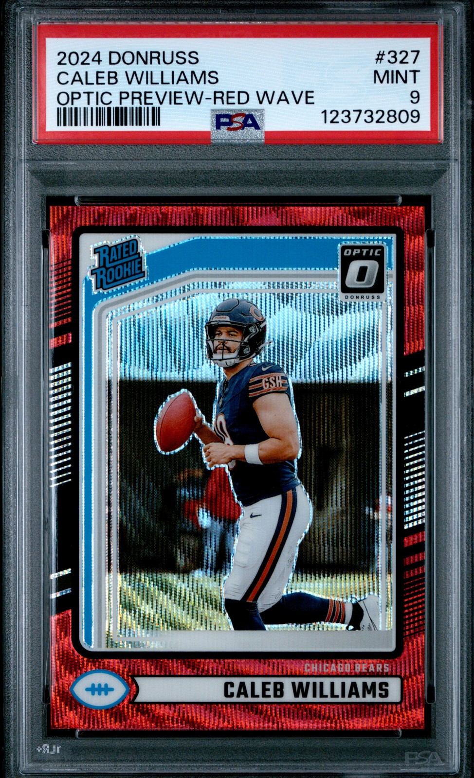 2024 PANINI DONRUSS OPTIC PREV-RED WAVE #327 CALEB WILLIAMS PSA 9