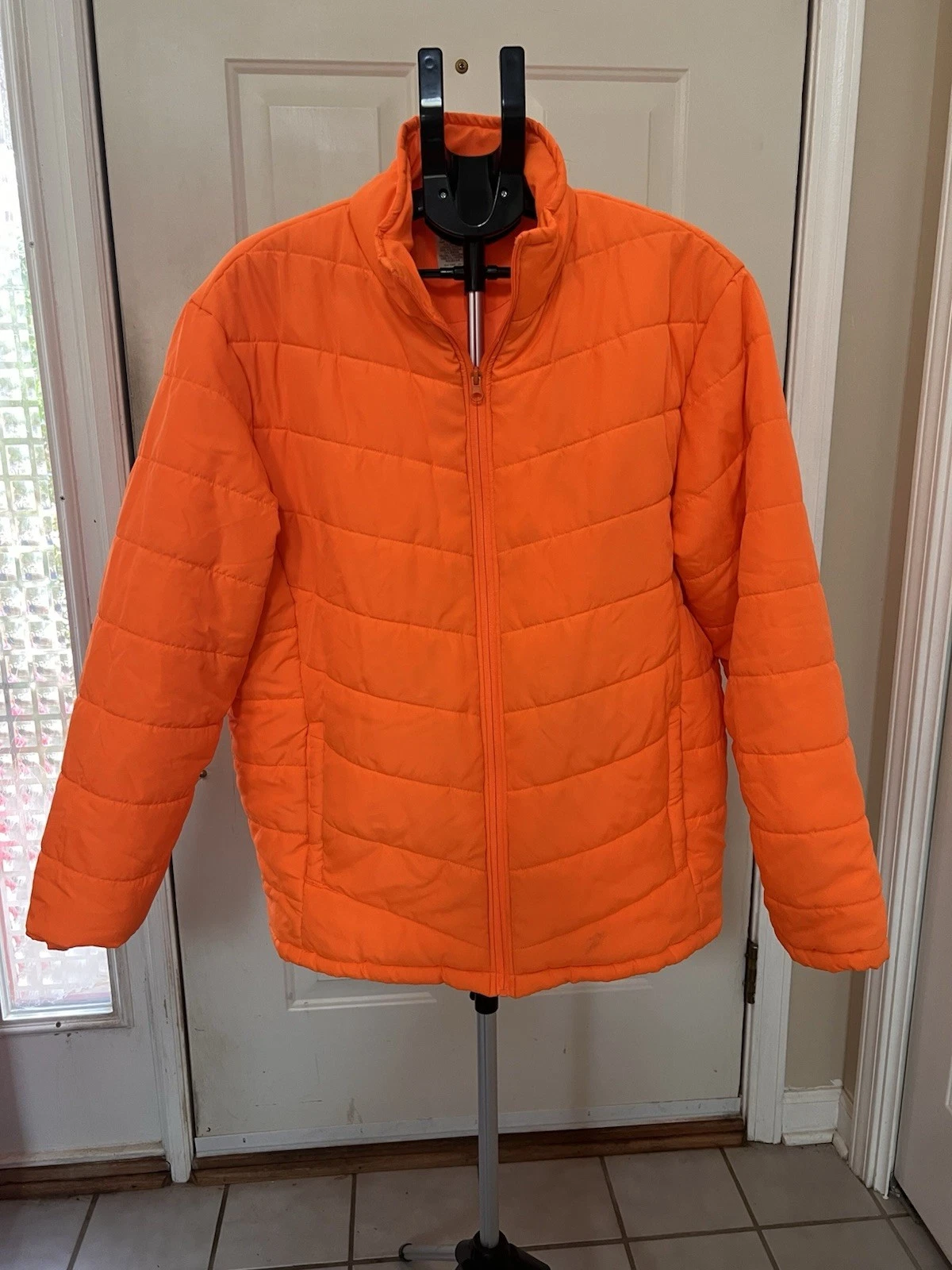 faded glory Men’s Orange Coat Puffy Safety Lg 42-44