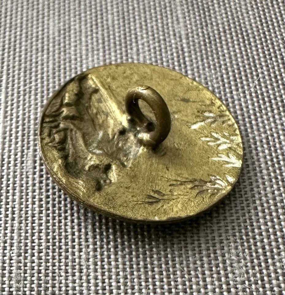 Antique Brass Button - Birds in the Forest - 3/4" Dia. - Image 2 of 2