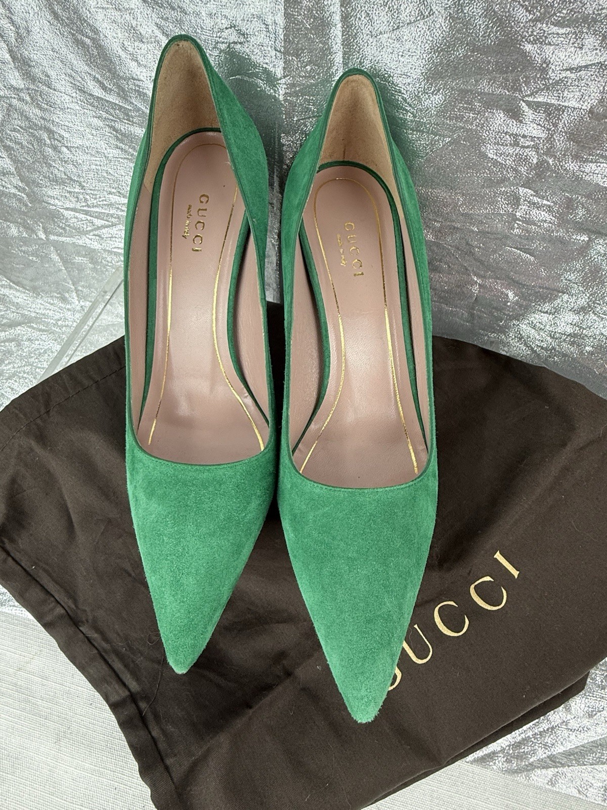 Gucci Green Suede Horsebit Pumps EU 37 US 7 Heels Pumps Made in Italy NWOB thumbnail 2