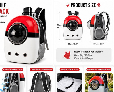 Space Capsule Pet Backpack Cat Carrier Bag Bubble Window Ventilated
