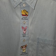 Collector Disney Pooh Friends VTG Denim Shirt Medium Embroidered