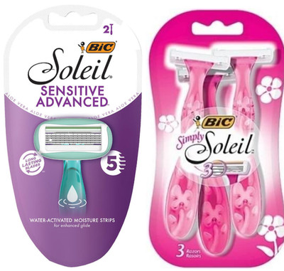Bic Soleil Sensitive Advanced 2 Razors & Bic Simply Soleil 3 Razors -1 Pack each