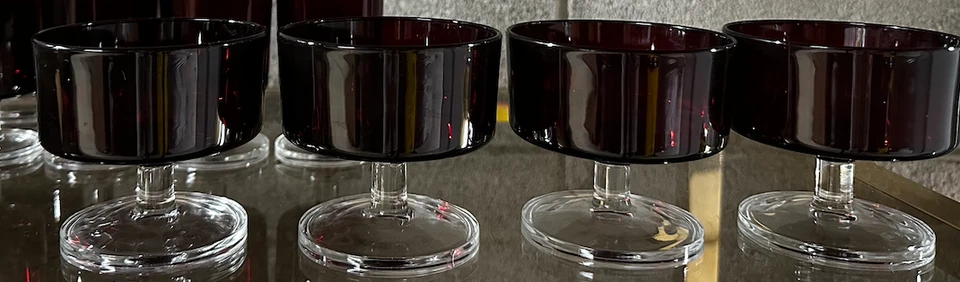 Vintage MCM Arcoroc Luminarc  Red Ruby Stemware set / 12 Made in France - Image 2 of 4