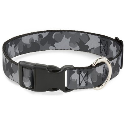 Plastic Clip Collar Bat Signal Stacked Black/Grays Small 9.5-13'' (US IMPORT)