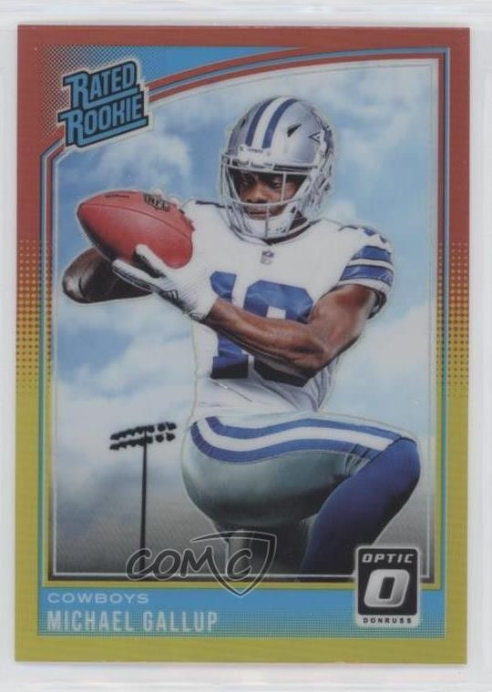 2018 Donruss Optic Rated Rookie Red & Yellow Prizm Michael Gallup #174 0c6