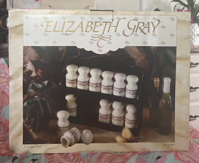 VTG CLAREMORE BY SANGO ELIZABETH GRAY JC Penney Cottage Spice Rack & Jars NOS