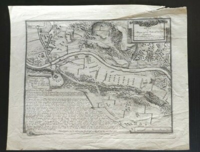 ENGRAVING PLAN DER ATTAQUE AUS DIE BRÜCKE UND DAS DORF LEIMBACH 1778