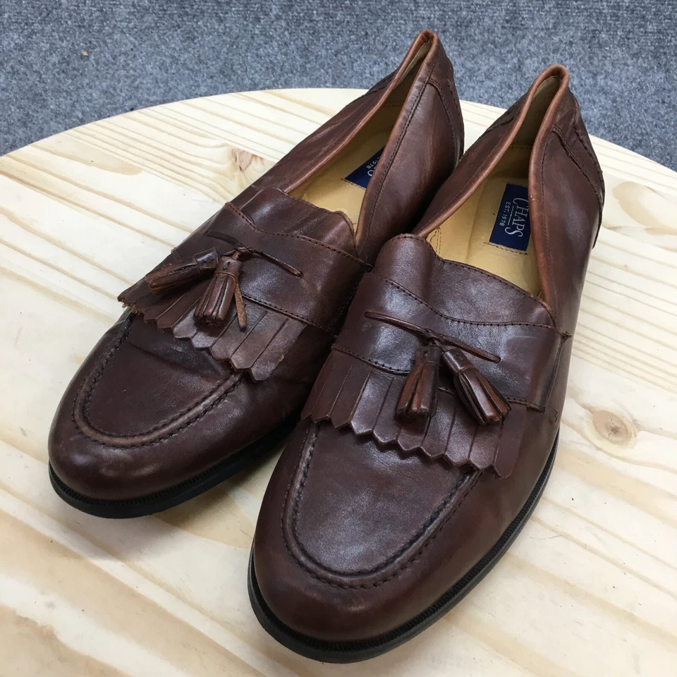 Chaps Zapatos Para Hombres 11M Kiltie Borla Mocasines Informales 096-8102 Cuero Marrón Sin Cordones Foto 3 de 4