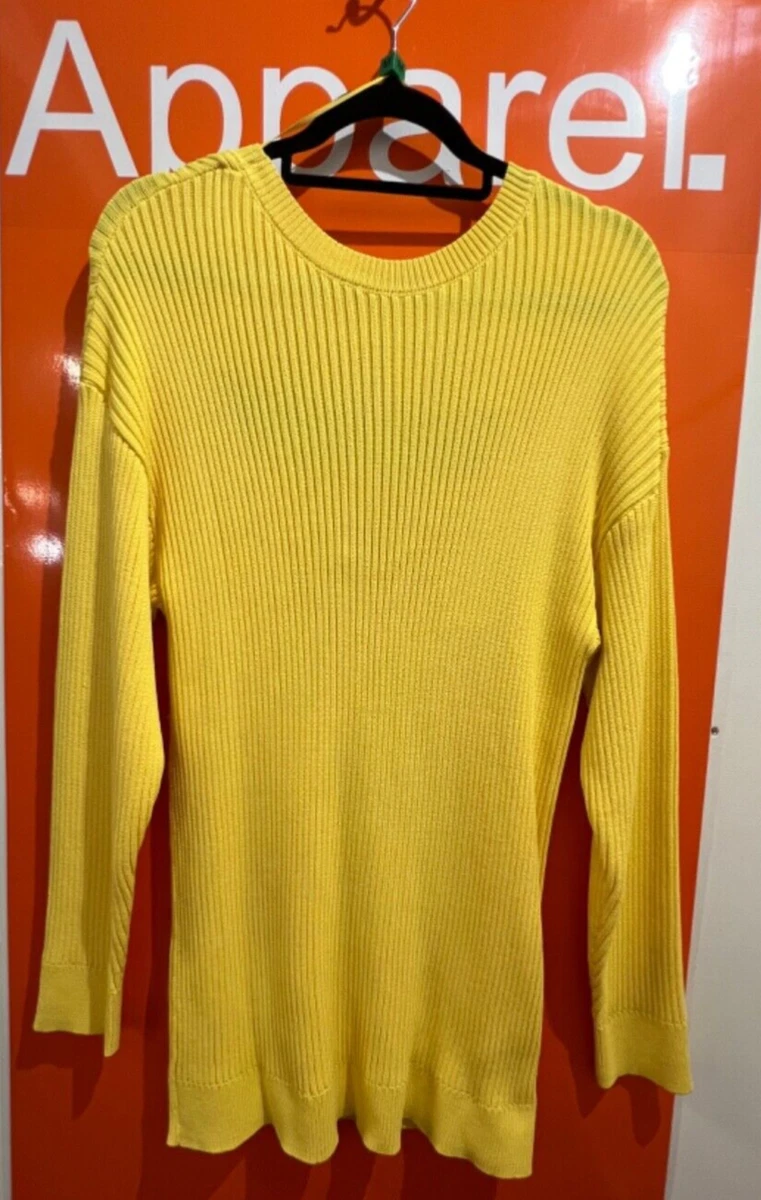 Zara Knit Jumper Sweater With Back Strap Yellow Size Medium New With Tag sf