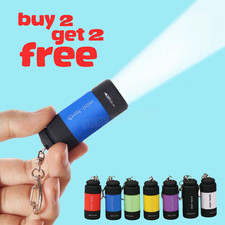 LED Torch Lamp USB Rechargeable Pocket Mini Keychain Keyring Camping Flashlight