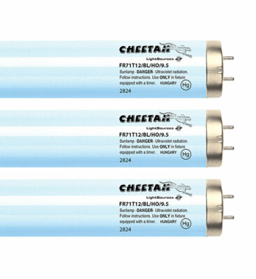 Cheetah Ultra Extreme Bronzer FR71T12 9.5% Bipin Reflector 100W Tanning Bulbs 