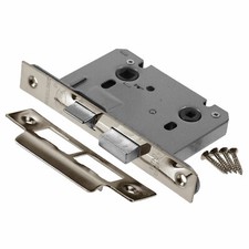 Bathroom Lock Sashlock Nickel or Brass 64mm and 76mm