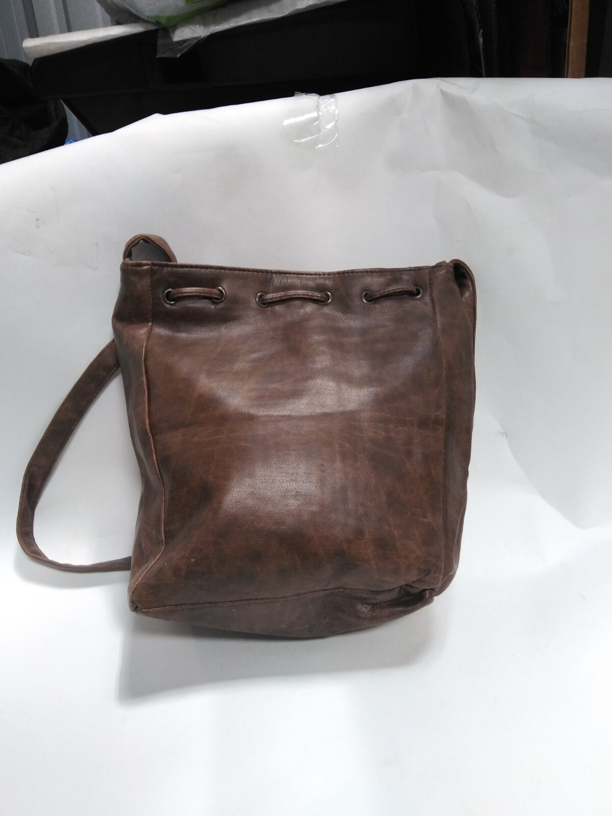Brown Leather Draw String bag - image 2
