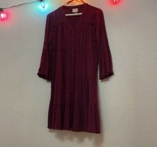 Knox Rose Boho Button Up Dress With Belled Sleeves