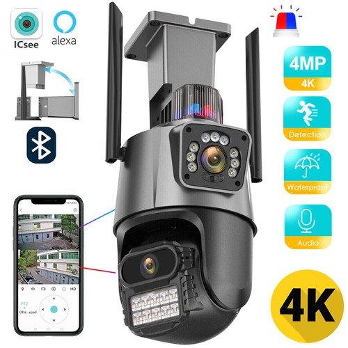 8MP 4K Wifi Kamera bezpieczeństwa Podwójny obiektyw 1-8X Zoom Zewnętrzna kamera noktowizyjna PTZ IP - Zdjęcie 1 z 19